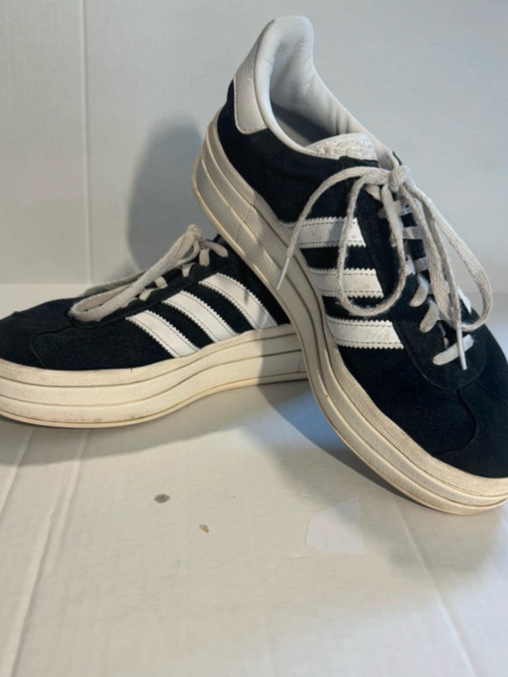 adidas Black and White Suede Platform Sneakers - Men's